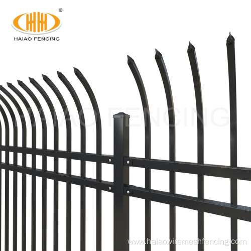 Outdoor garden bent top steel fence panels